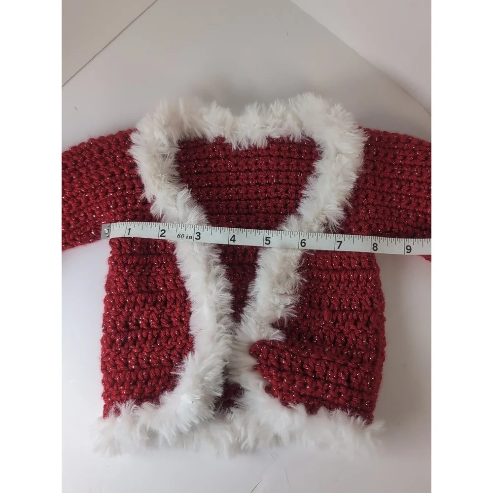 Baby Holiday Sweaters Crochet Handmade Red & White Set Of Three Vintage Matching